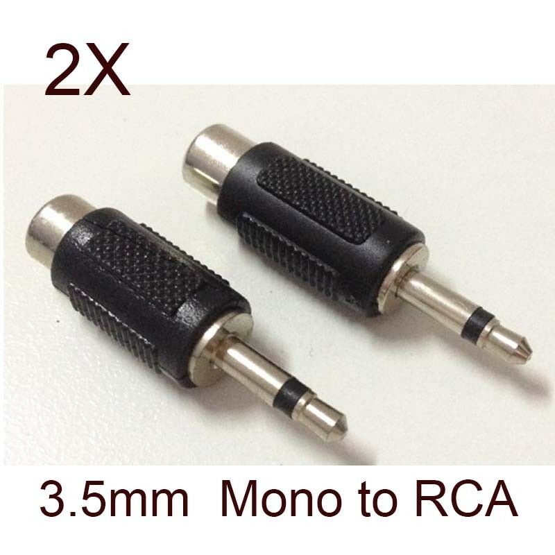 2X 3.5mm Male Mono to RCA Female Plug Headphone Jack Audio Converter A/V Adapter