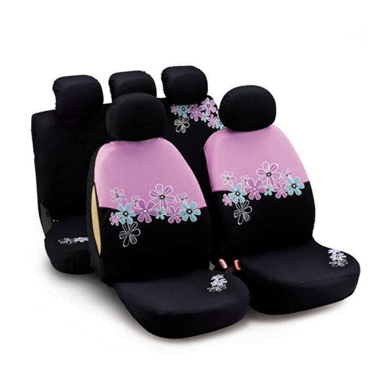 9PCS Full Set Auto Car Seat Cover Cushion protector Printing Front & Rear Kit