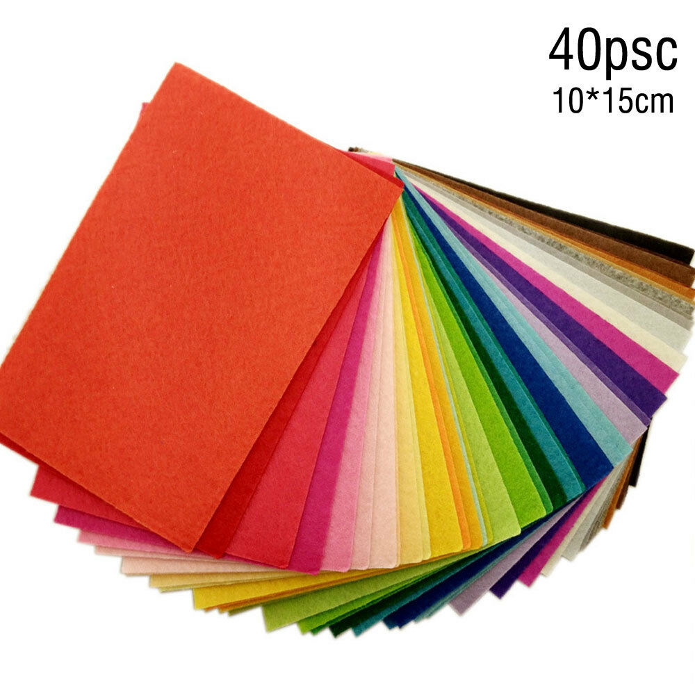 40pc 10X15cm Soft Felt Fabric Square Sheet Assorted Color for DIY Craft NICE