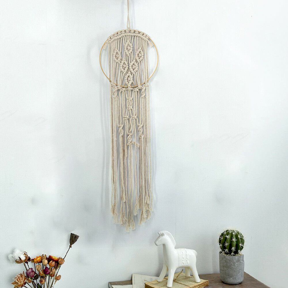 Natural Cotton Handmade Macrame Tassel Wall Hanging Hand Knitted Woven Tapestry