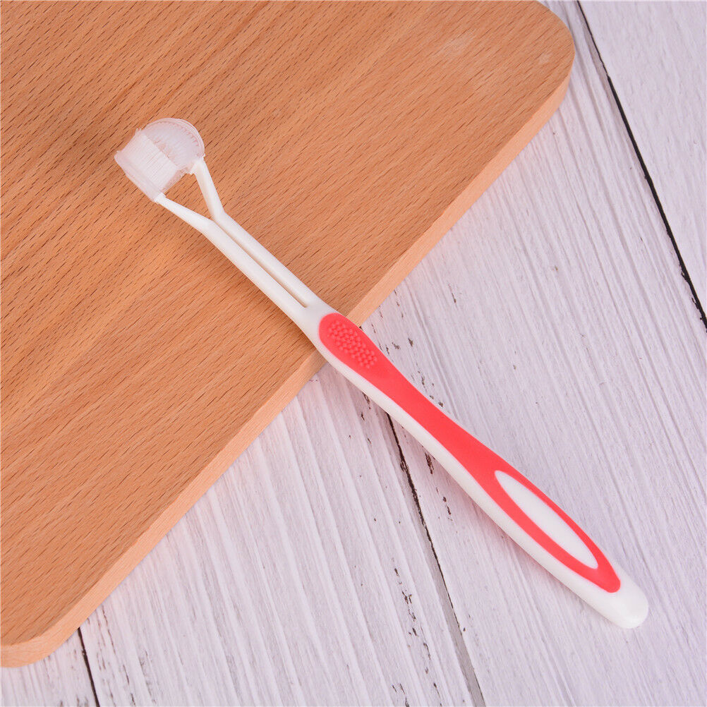 1x Child Health Red color Three Head 3 Sided Toothbrush Ultrafine Soft Br.l8