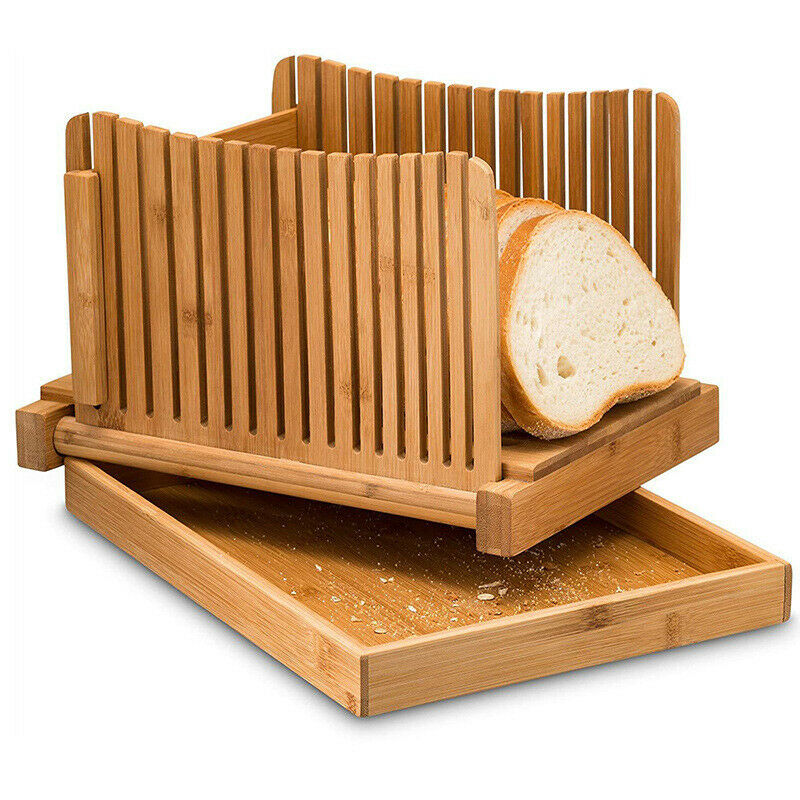 Foldable Bamboo Wood Bread Slicer Cutter Toast Loaf Cutting Guide Slicing Ma SJ