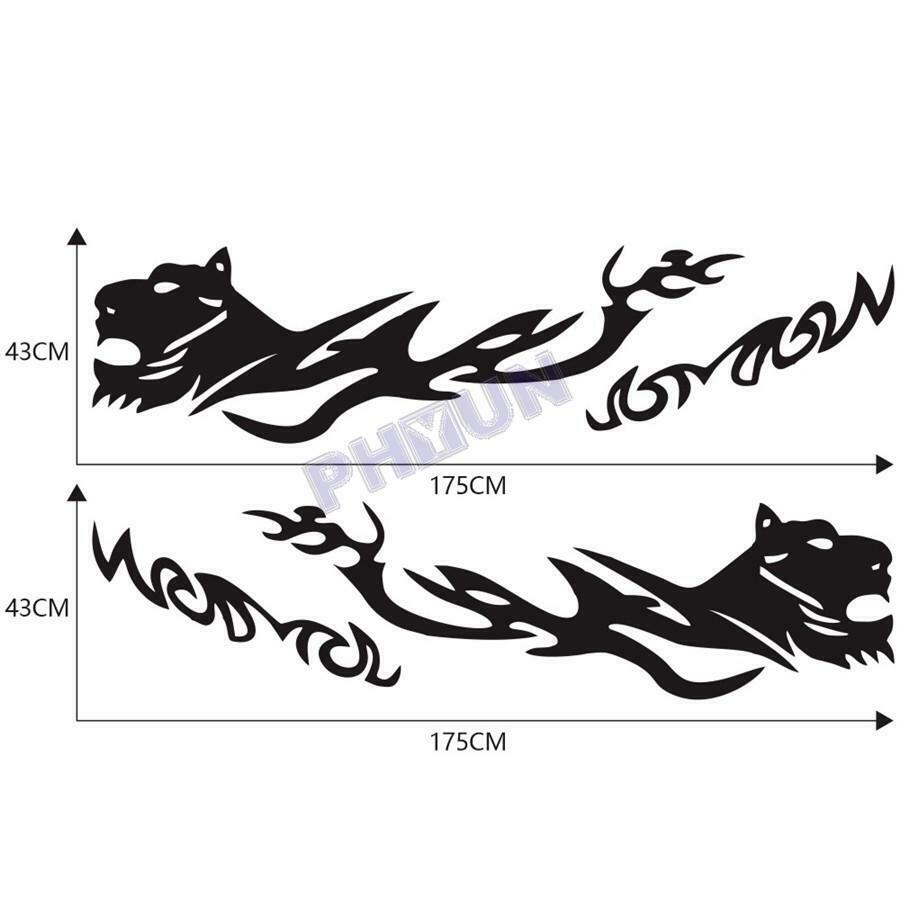 2 Car Body Stickers Decals Black Cheetah Style 68.9 "Ã— 16.9" SUV Truck Universal