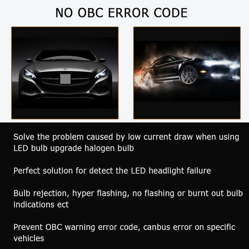 2x H8/H9/H11 LED Headlight Decoder Anti Flicker Resistor Canbus Error CancelBDA