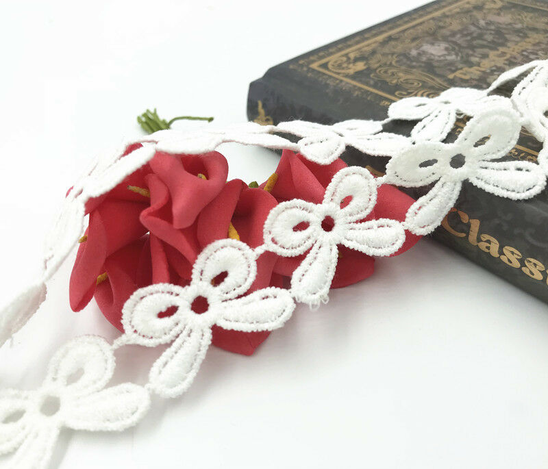 5 Yards White Bow Lace Trim decoration Wedding dress clothing accesories