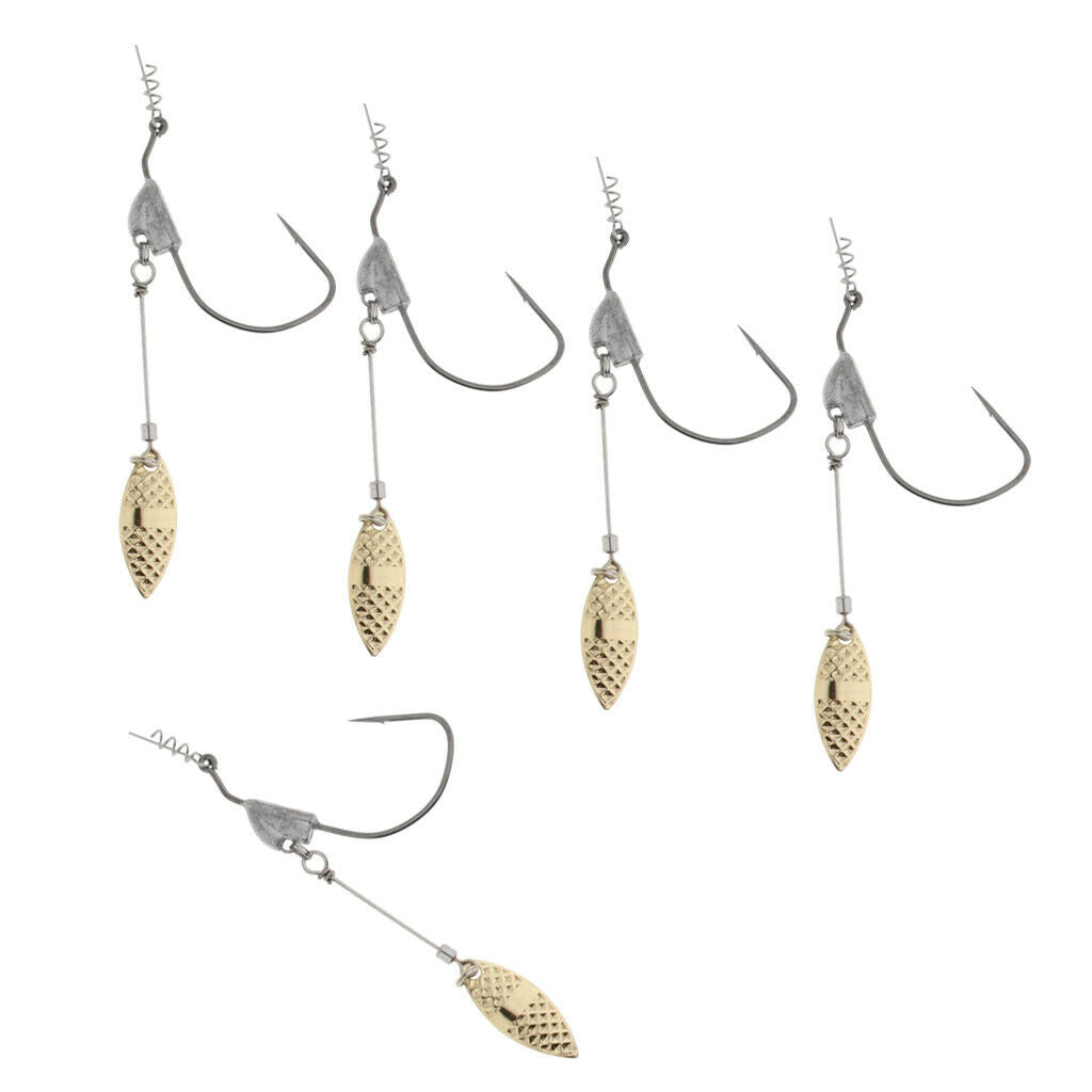 5pcs Weighted Fishing Hooks with Lead Spoon Spring for Swimbaits 6.2g
