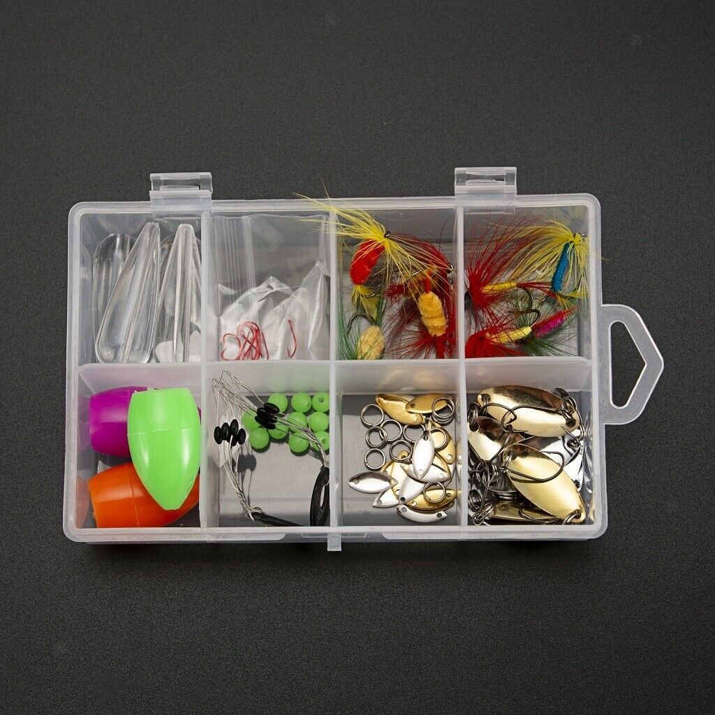 78pcs Fly Fishing Thrower Aid Assorted Fishing Lures Spinners with Box