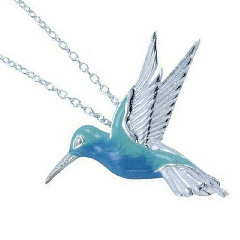 2021 Unique Style Fashion Blue Hummingbird Bird Pendant Choker Necklace J.l8