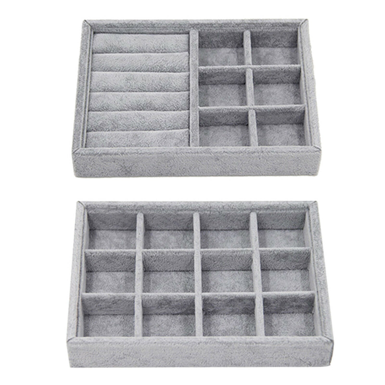 2pcs Multi-Purpose Jewelry Display Box Necklace Pendants Rings Storage Case