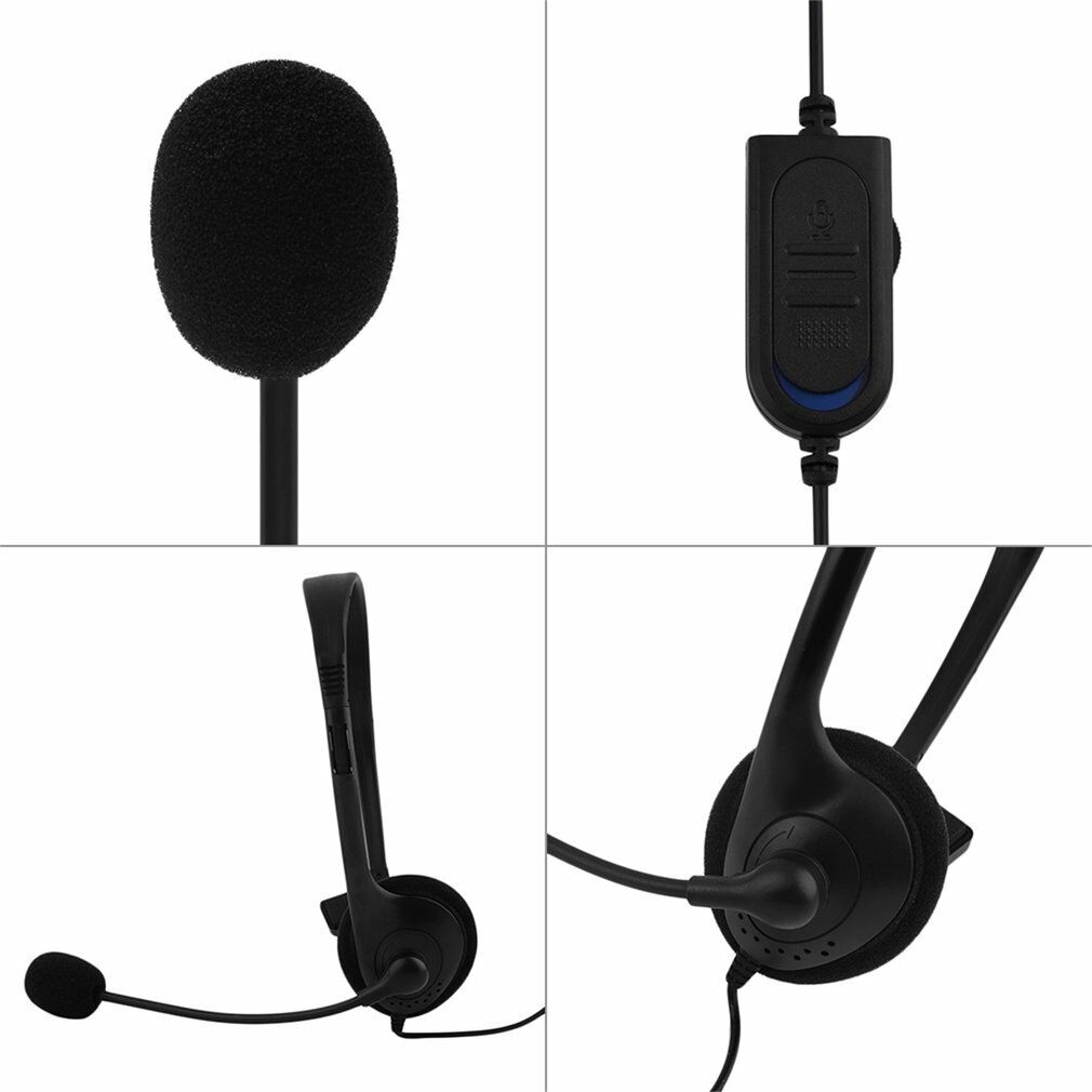 For Sony PS4 Playstation 4 Controller Wired Gaming Earphone Headset VOL Black GH