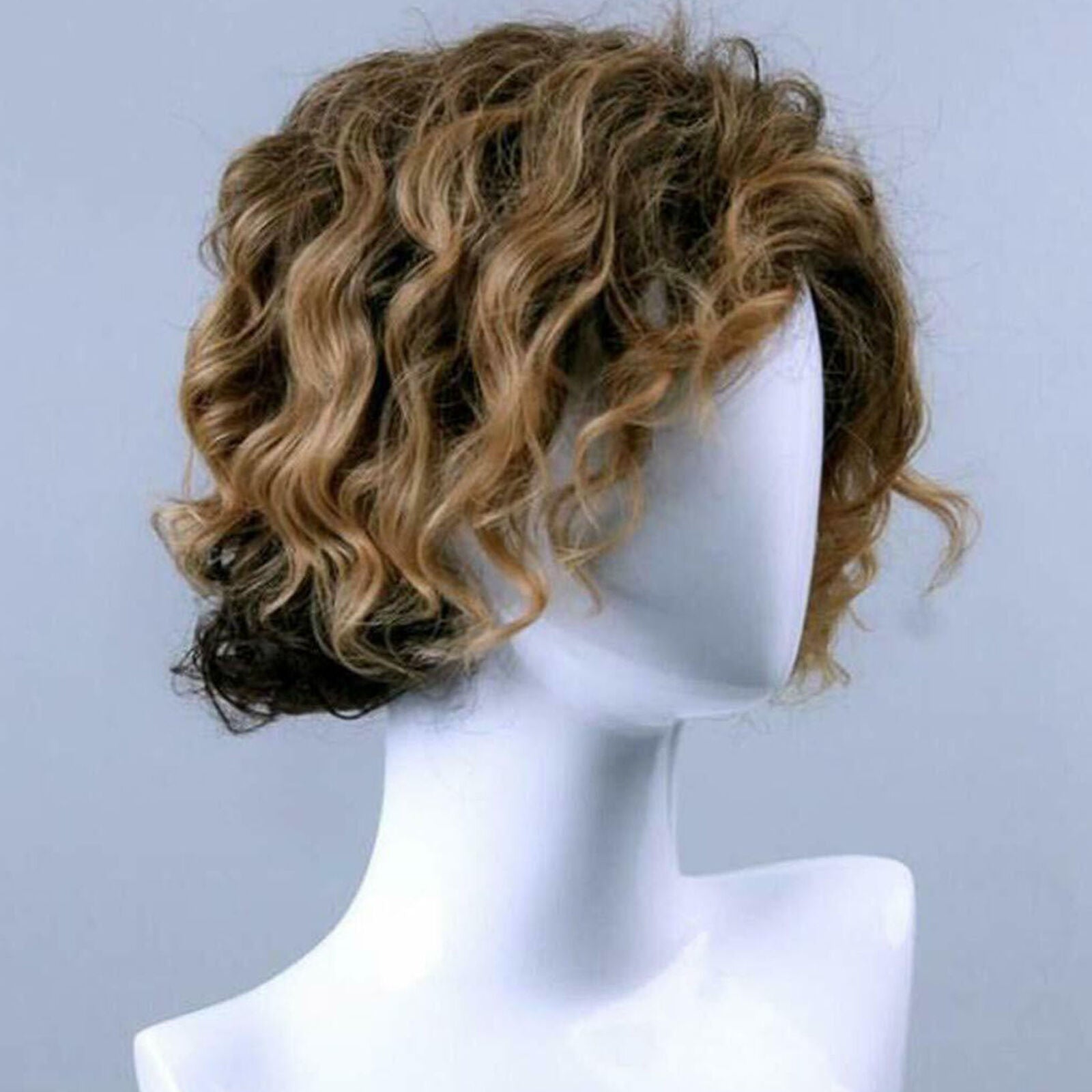 Men Long Curly Wave Blonde Wig Synthetic Hair Heat Resistant Male Fashion Style