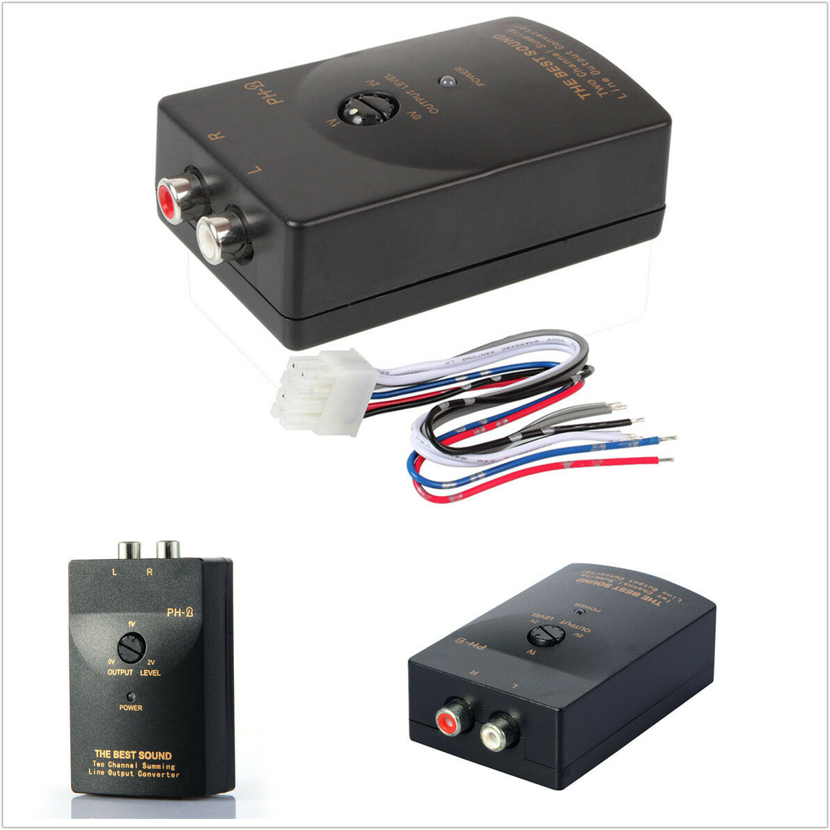 Car Audio RCA Speaker High To Low Level Line Output Converter +Adapter Wire PH-2