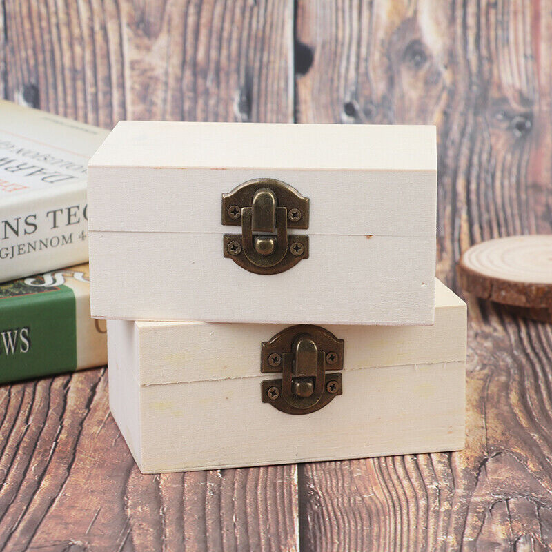Home Storage Box Natural Wooden With Lid Golden Lock Jewelry Case Wooden .l8