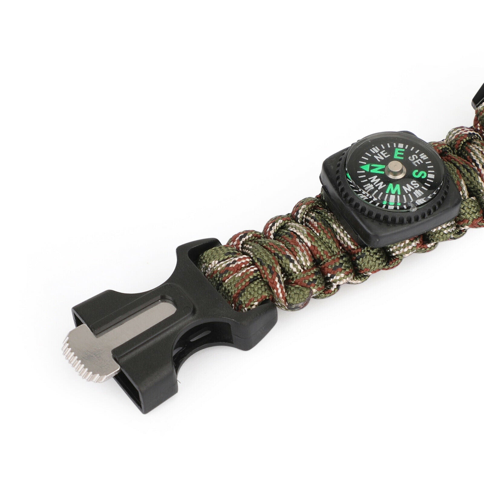 Watch Bracelet Paracord Compass Flint Fire Starter Whistle Outdoor GC B5