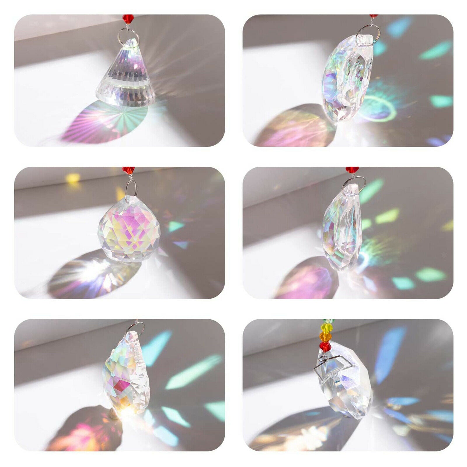 6Pcs AB Color Crystal Suncatcher Prisms Rainbow Maker Dragonfly Decoration