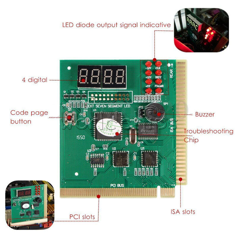 4-Digit Card PC Analyzer Diagnostic Motherboard POST Tester Computer PC PCI ISA