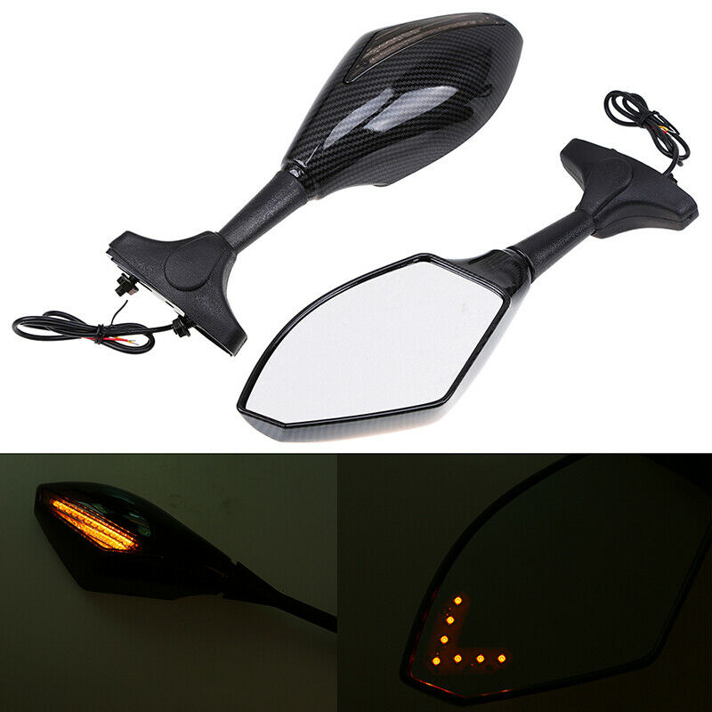 12V LED Turn Signals Rearview Mirror Glass Amber LED Flash Strobe Fit For Suzuki