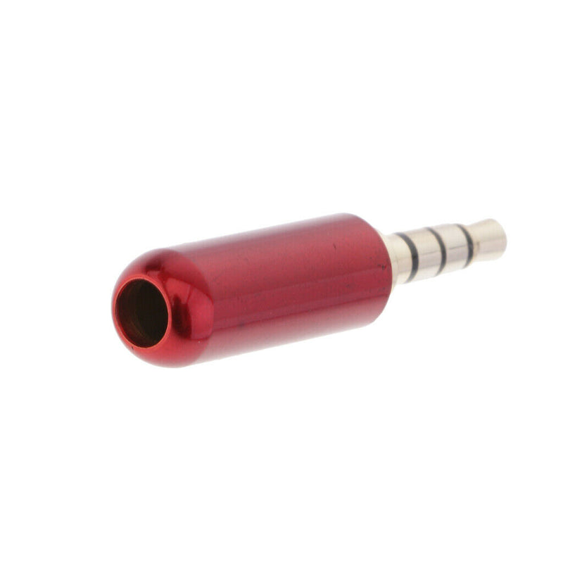 2pcs 3.5mm 4 Pole Male Headphone Jack Metal Soldering - Red
