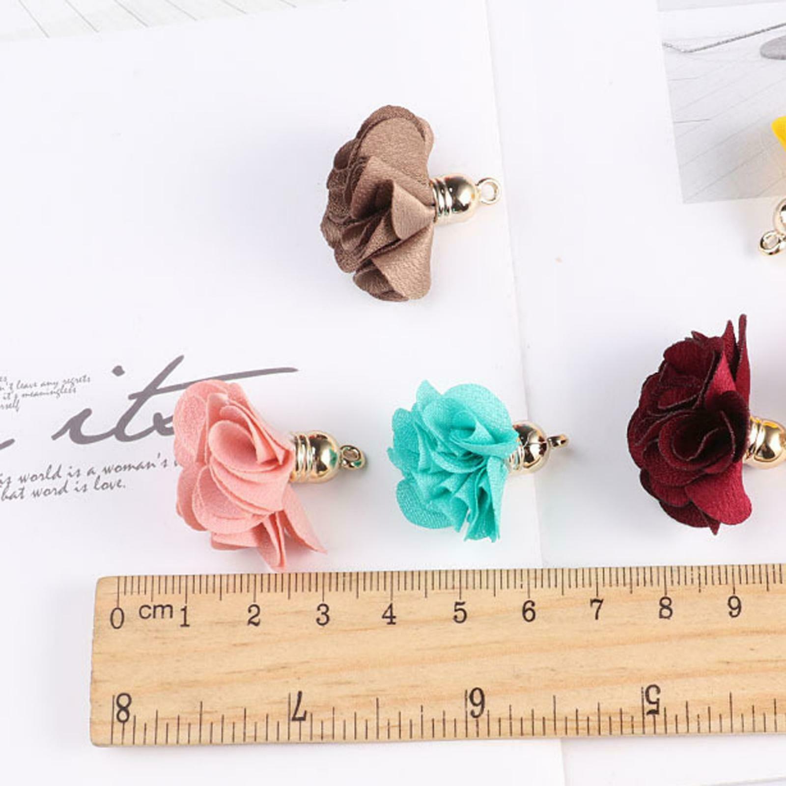Set of 100 Cloth Flower Petal Pendants Tassel Charms Mixed Color DIY Crafts