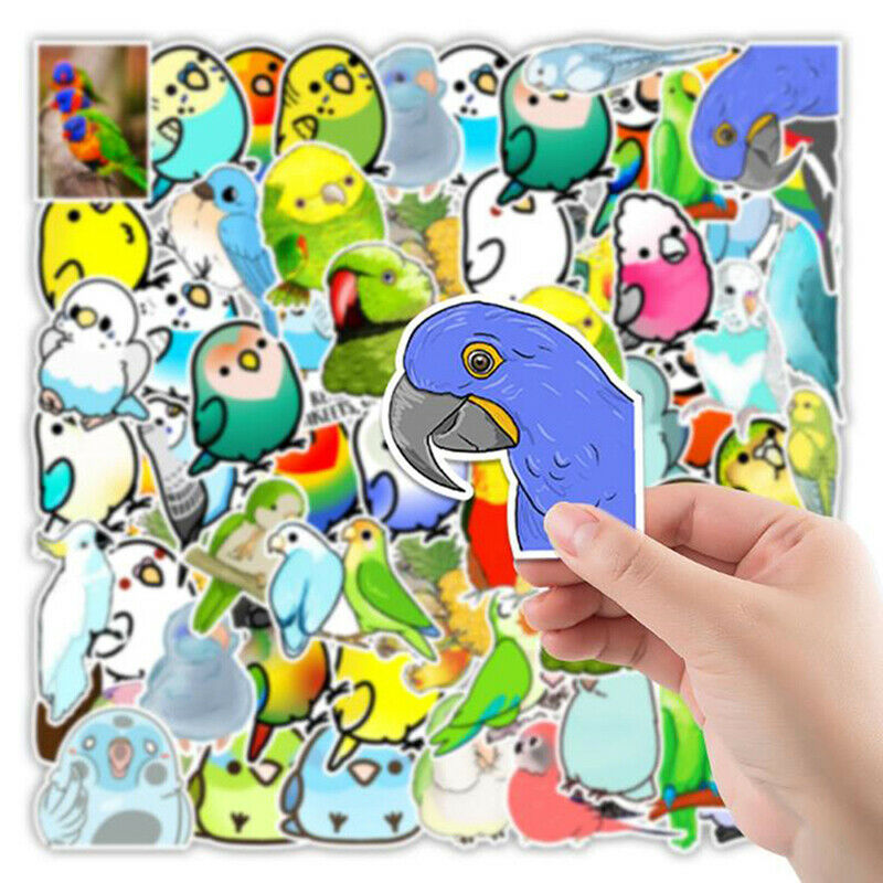 50Pcs Cute Animal Birds Stickers Laptop Phone Skateboard Car Suitcase Dec Kt