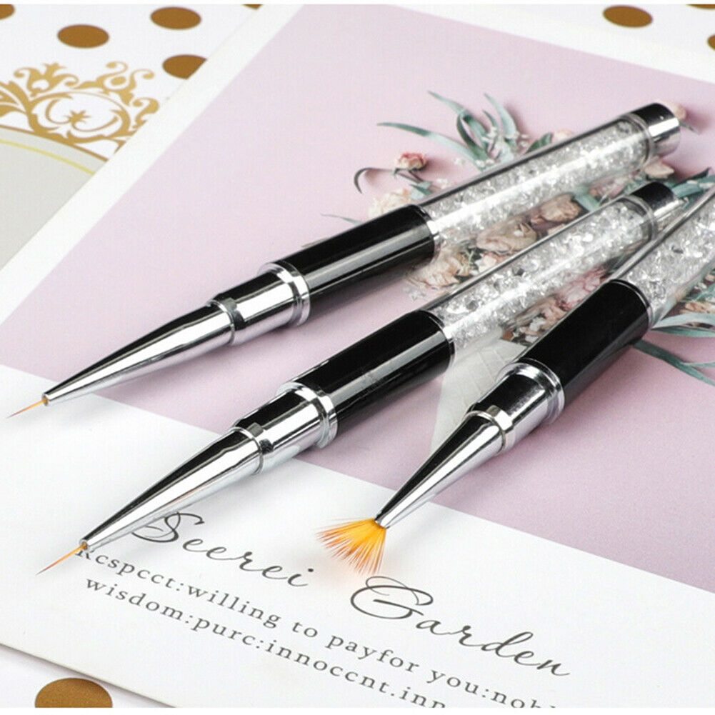 8 PCS Nail  Gel Brush Gradient Painting Pen Rhinestone Handle Nail Art DIY Tool