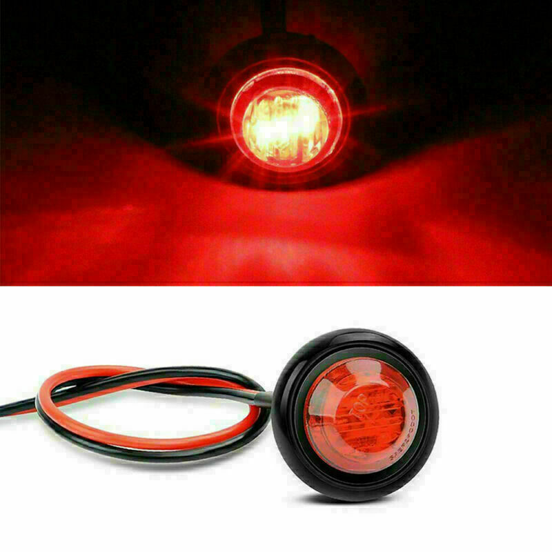 20Pcs Smoked Round Side Marker Lights 3/4"LED Bullet Light Truck Trailer Red US