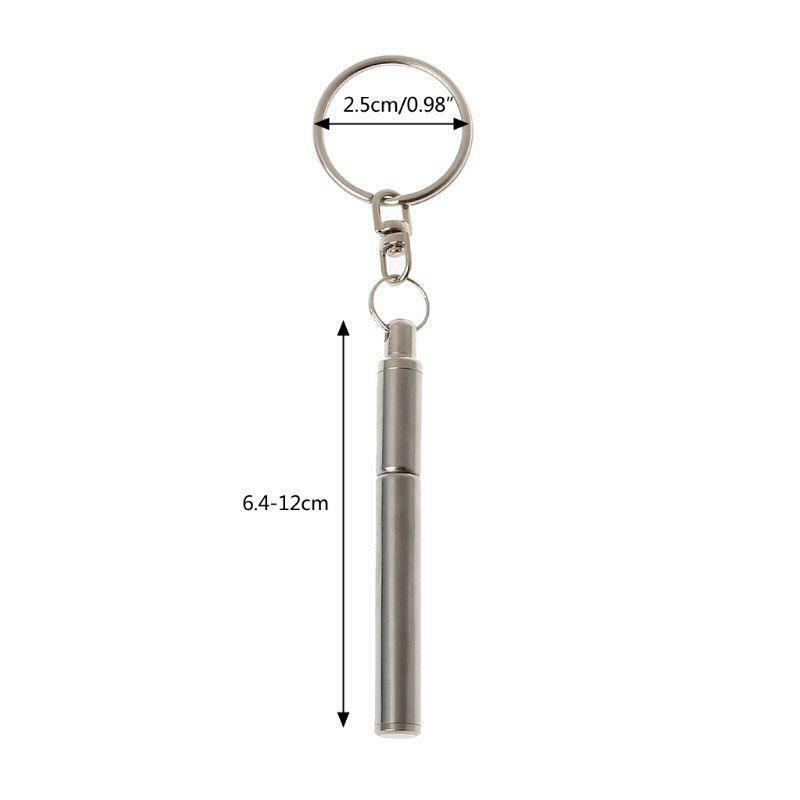 Portable Stainless Steel Telescopic Ballpoint Pen Metal Key Ring Keychain Tools