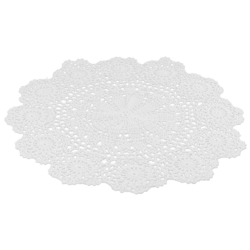 Crochet Cotton Lace Doily Round Floral Cup Tablecloth