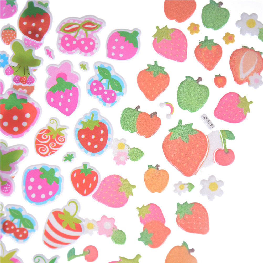 5 Sheets  Cartoon Fruits Scrapbooking Bubble Puffy Stickers Reward Kids To.l8