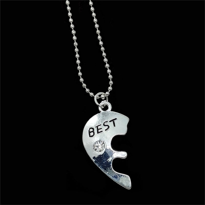 Best Friends Forever Broken Heart Crystal Pendant Necklace Friendship Jew.l8