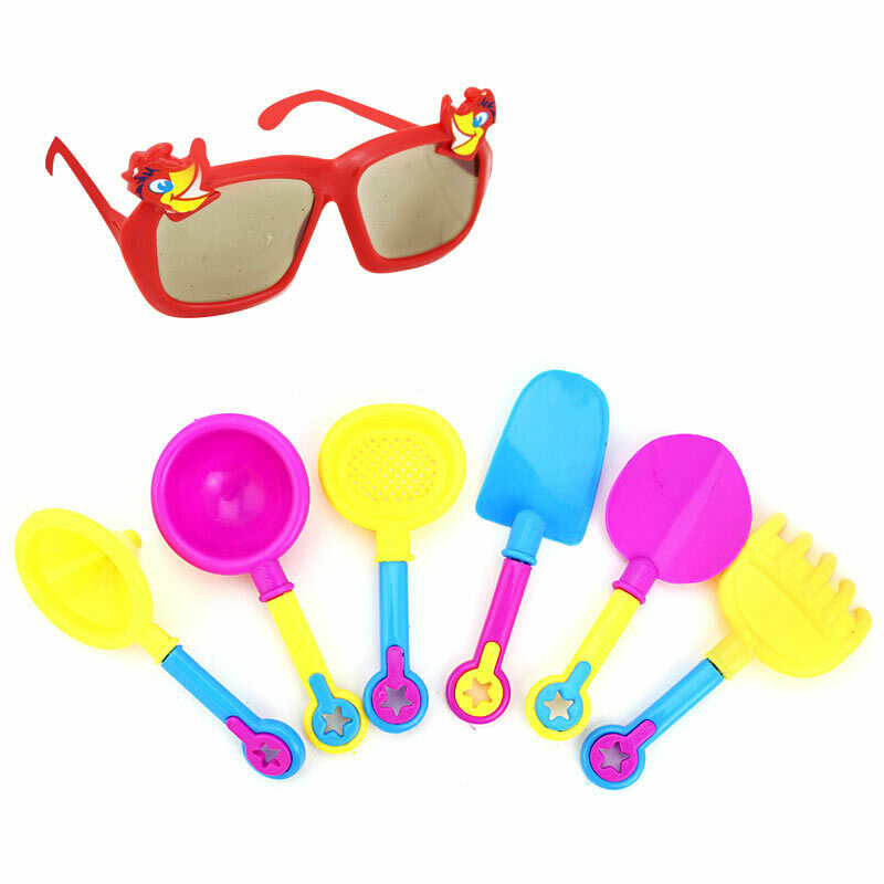 9pcs Kids Sand Beach Toys Castle Bucket Spade Shovel Rake Water Tools*Sunglasses