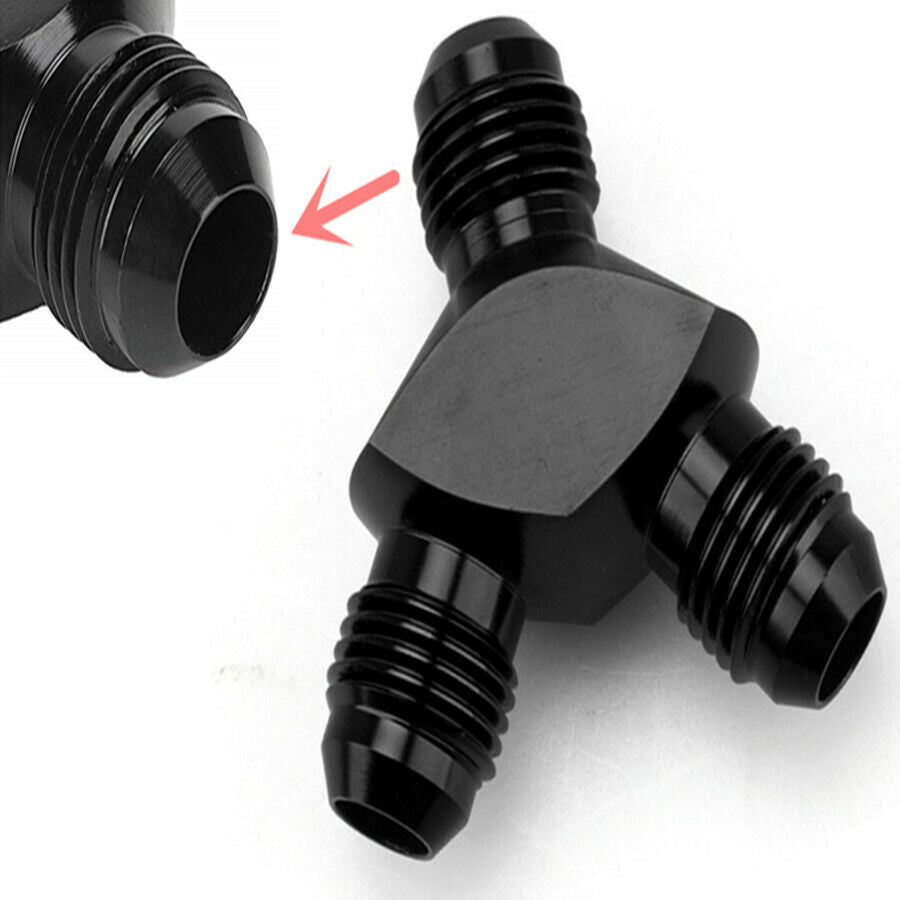 1X AN6 Y Block Fitting 3-Way Adapter Aluminium AN6 Male to 2-6AN AN6 Y Block