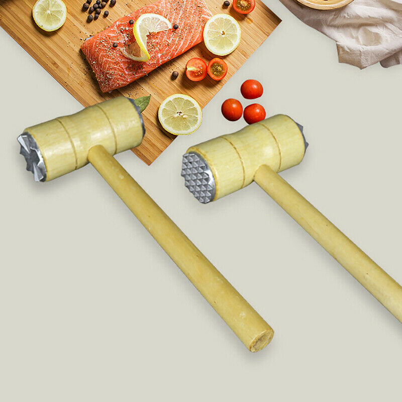 Wooden Double-sided Meat Hammer Meat Tender Hammers Steak Tools Pork Chop Ham BD