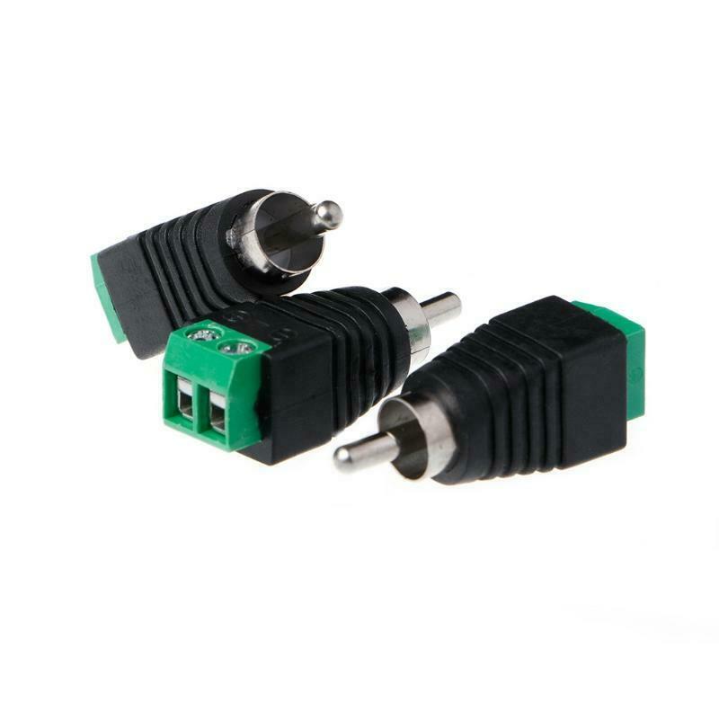 3 Pcs RCA Male Plug to AV Terminal Connector Video AV Balun 2 Screw