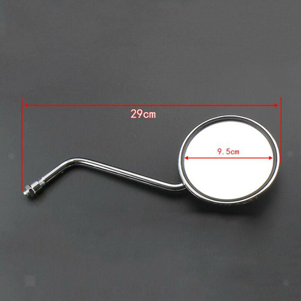 1 Pair Chrome Motorcycle Handlebar Round Rear View Side Mirror 10mm