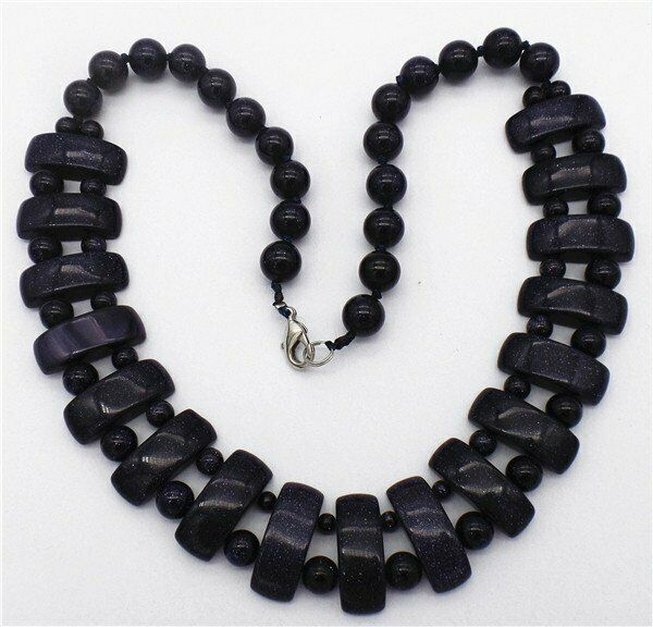 1 Strand 25x10x8mm Blue Sand Stone Handmade Rectangle Beads Necklace HH7355