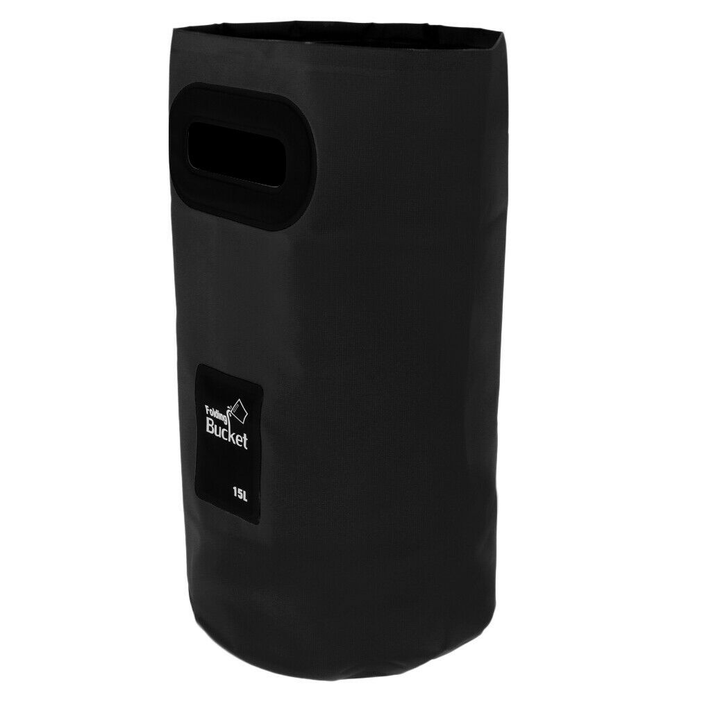 Camping Folding Storage Bucket Outdoor Barrel with Carry Handle Black
