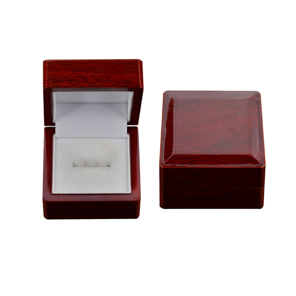 2x luxury wooden jewelry finger ring storage box display case wedding ring