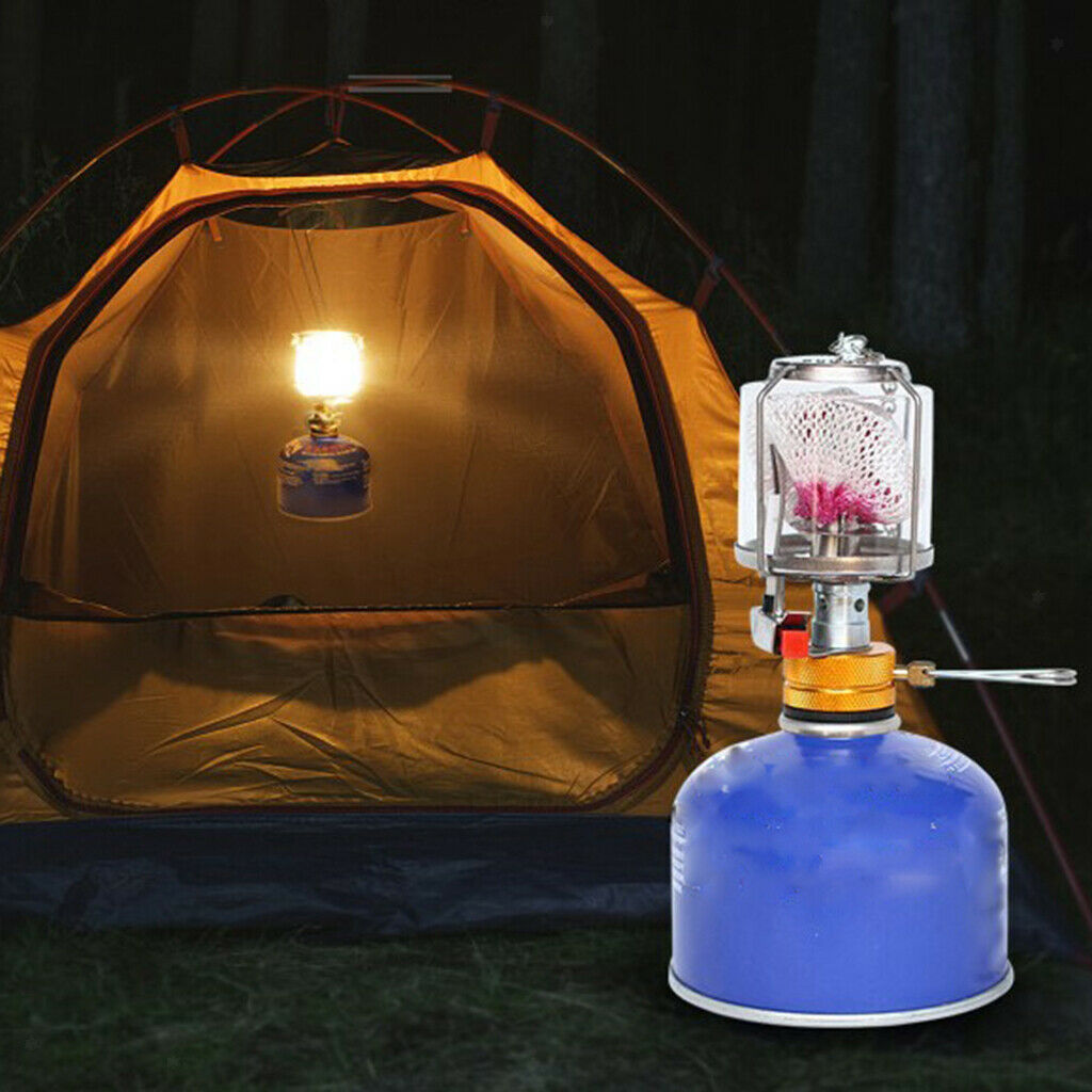 2X Mini Gas Lantern Portable Camping Fuel Lamp Fishing Adjustable Compact Torch