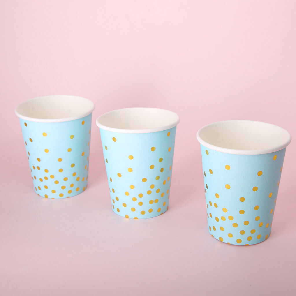 20pcs Dot Disposable Paper Cups Set - Cut Pink and Blue Cups with Dots for Baby