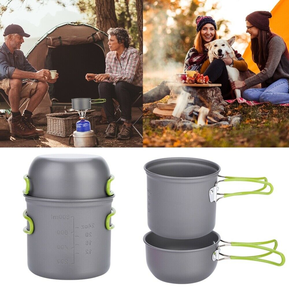 11Pcs Outdoor Camping Hiking Cookware Cooking Picnic Pot Pan Set For 1-2 Person