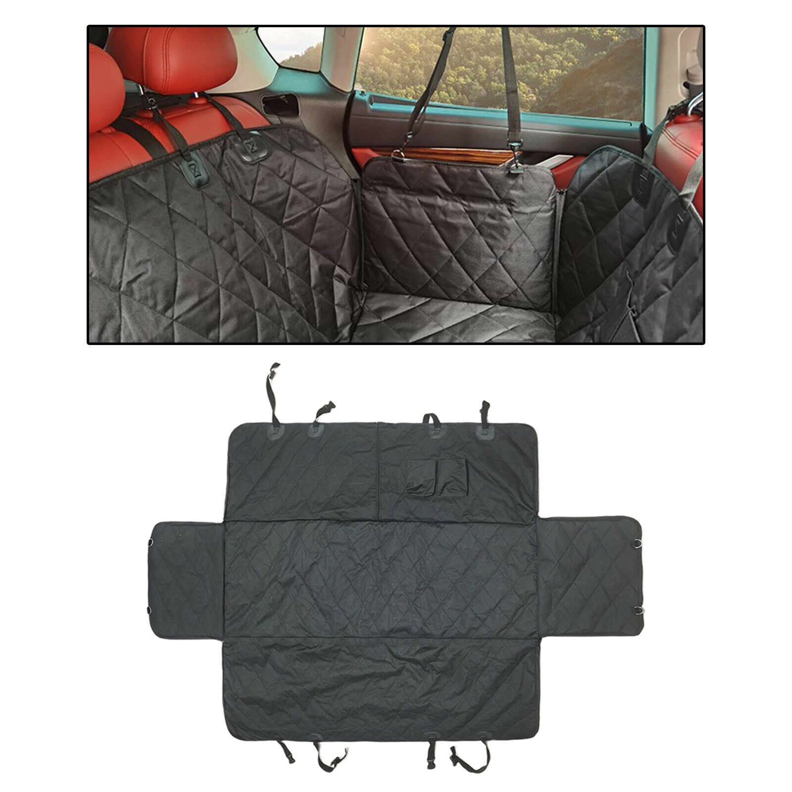 Dog Car Back Seat Cover with Side Flaps Hammock Travel Truck Mat Nonslip