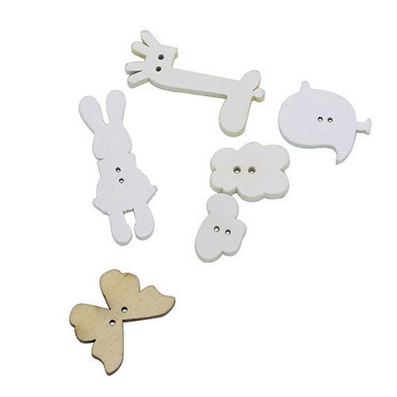 50PCS Mixed Animal 2 Holes Craft Wooden Buttons Sewing Scrapbooking Cloth DIY