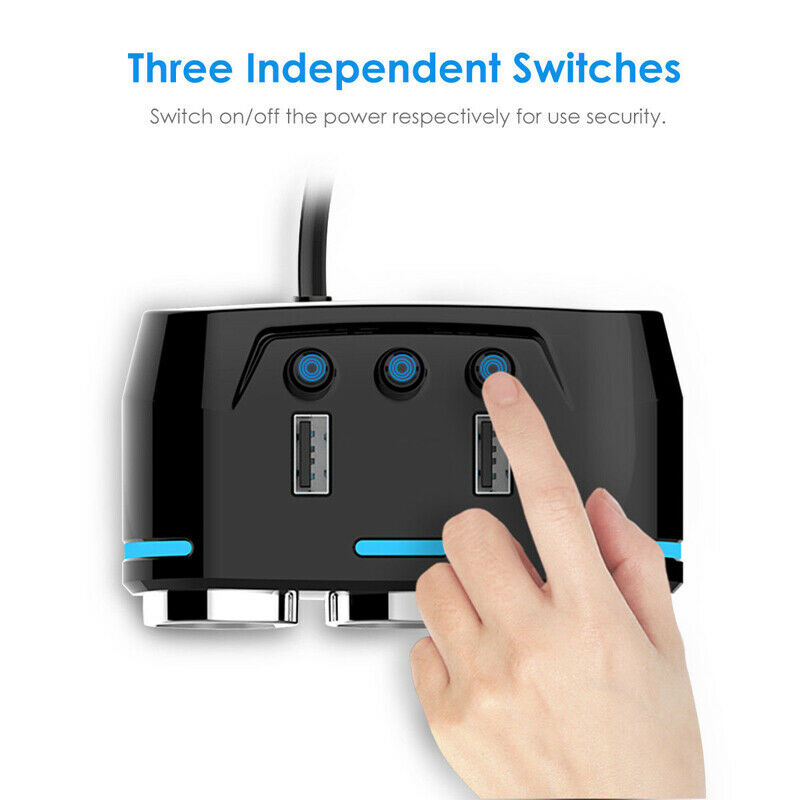 3 Way Cigarette Lighter Socket Splitter Power Adapter Dual USB Car Phone Charger