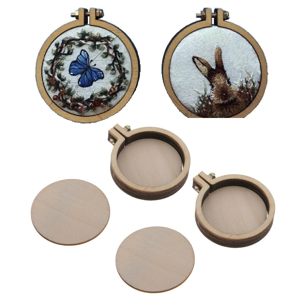 2pcs Round Wooden Embroidery Hoop Embroidered Frames Ring for DIY Supplies