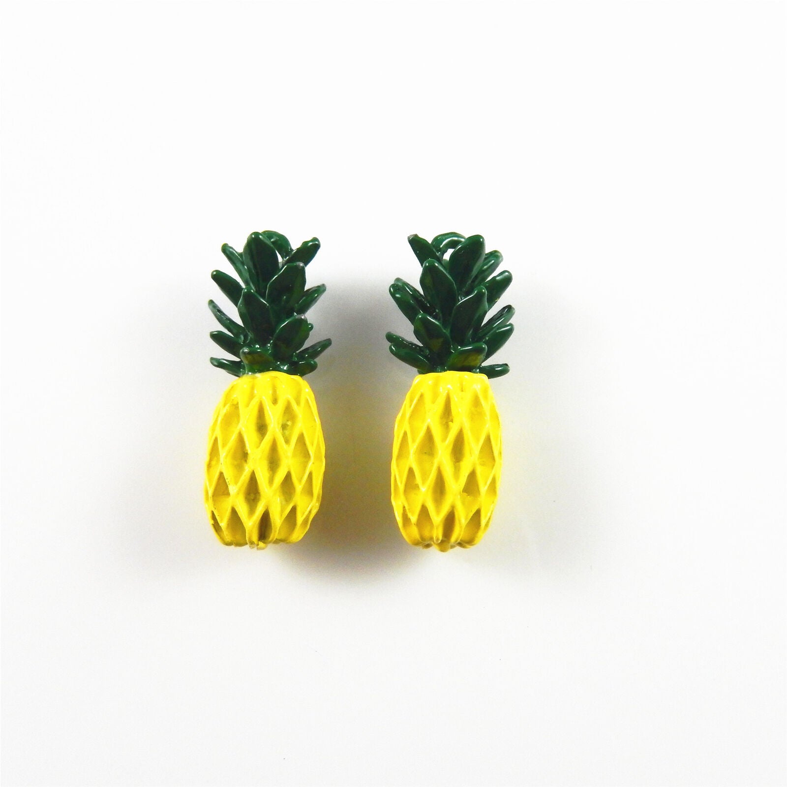 10 pcs Painted Yellow Pineapple Fruit Charm Pendant Findings 22x9 mm #52988