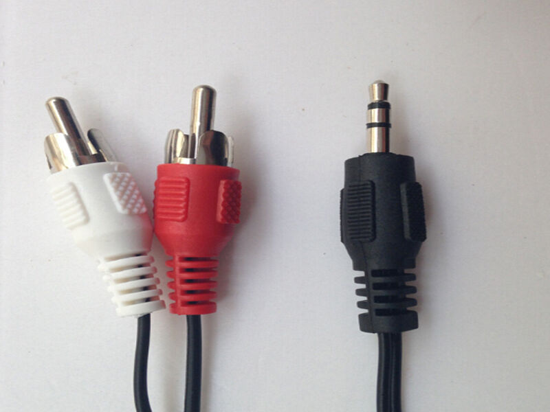 High Quality 3.5mm Stereo Male Plug to 2 RCA Audio Adapter Speaker Cable New