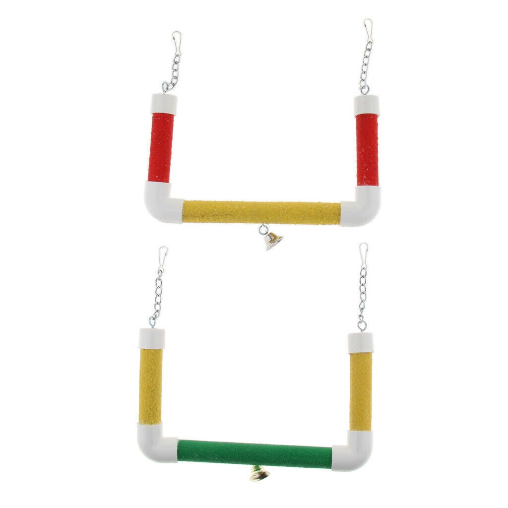 Pet Bird Parrot Cage Hanging Birds Stand Wood Swing Perch S