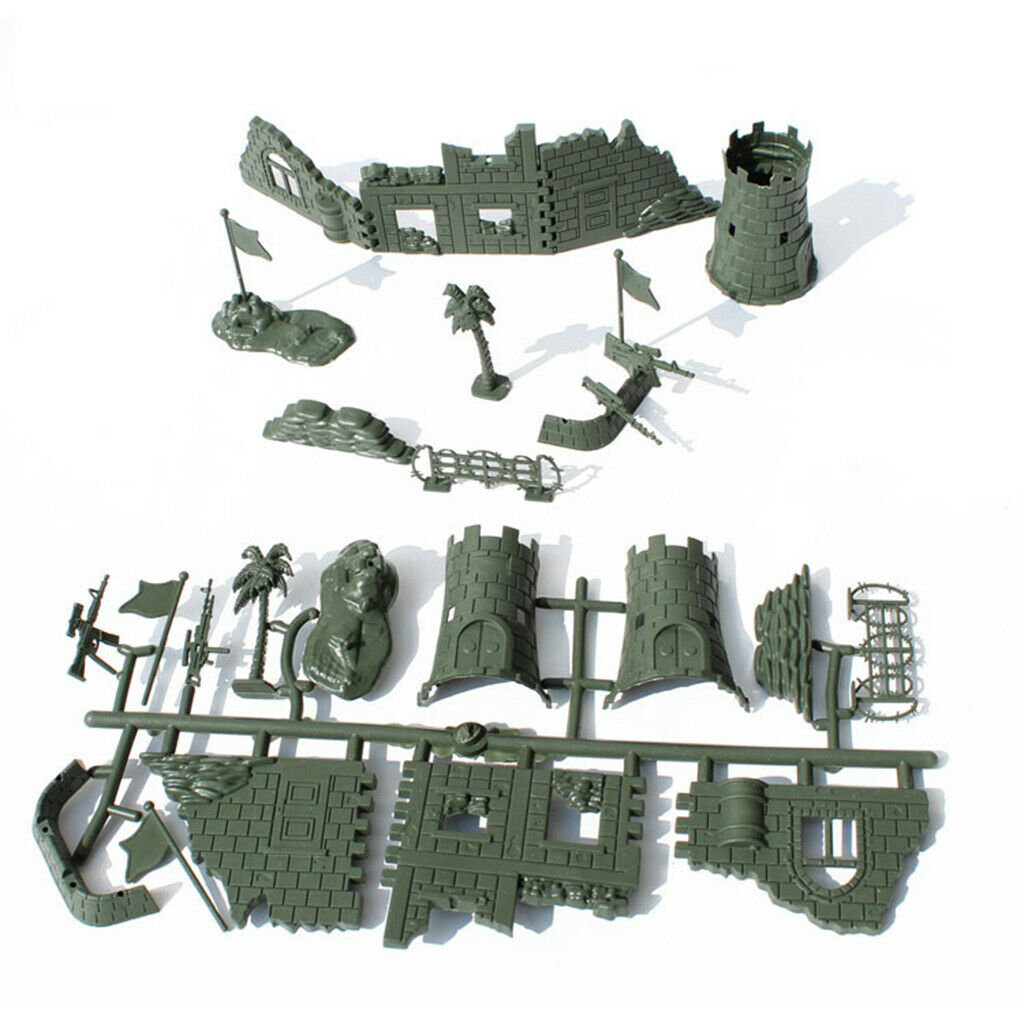 Set of Military Base Army Camp Scene Layout WWII Builing Kits Tabletop Decor