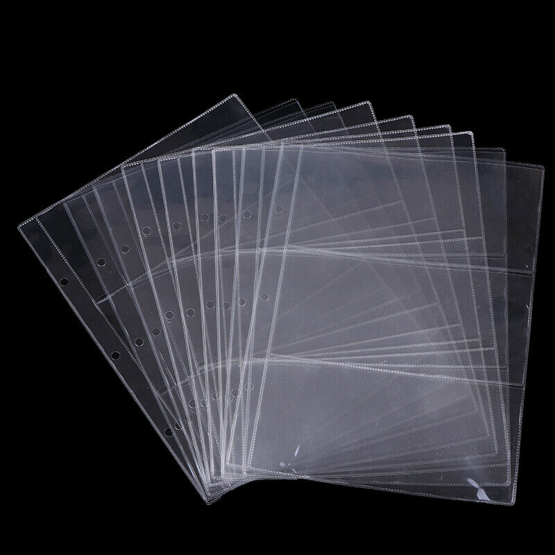 10X Note Pages Album Paper Money 3 Pockets Banknote Holders Storage Sleeves:0 Re